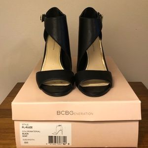 BCBG PL-RUIZE Black Leather Heels
